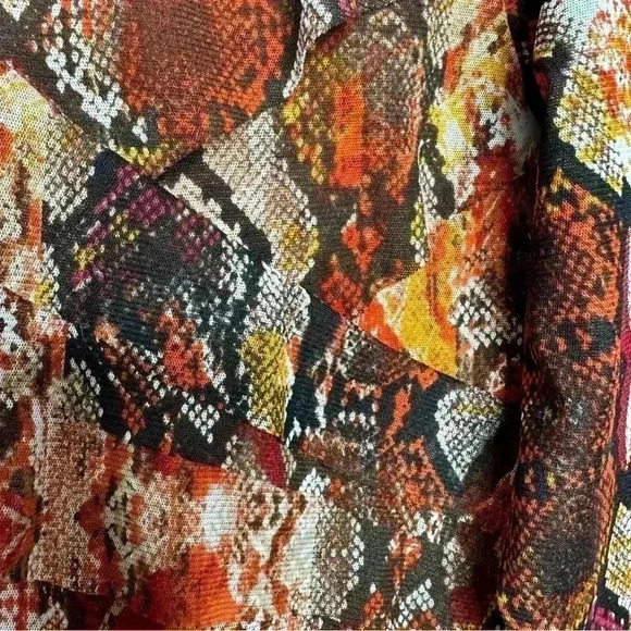 Tanjay Petite Blouse Mesh Ruffles 3/4 Length  Sleeves V-Neck Orange Size Small - Picture 14 of 16